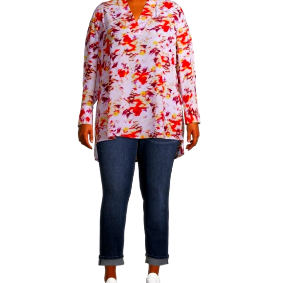 Terra & Sky NWT Plus Size V-Neck Long Sleeve Flowy Tunic Top 663 - Picture 5 of 9